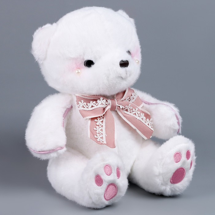 Мягкая игрушка "Мишка с жемчугом", 25 см, цвет розовый - фото 2 - id-p220479512