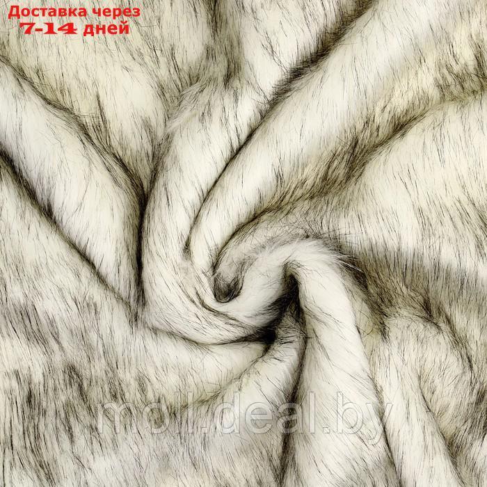 Лоскут Мех на трикотажной основе, 100*150см,цвет белый с серым - фото 1 - id-p220461837