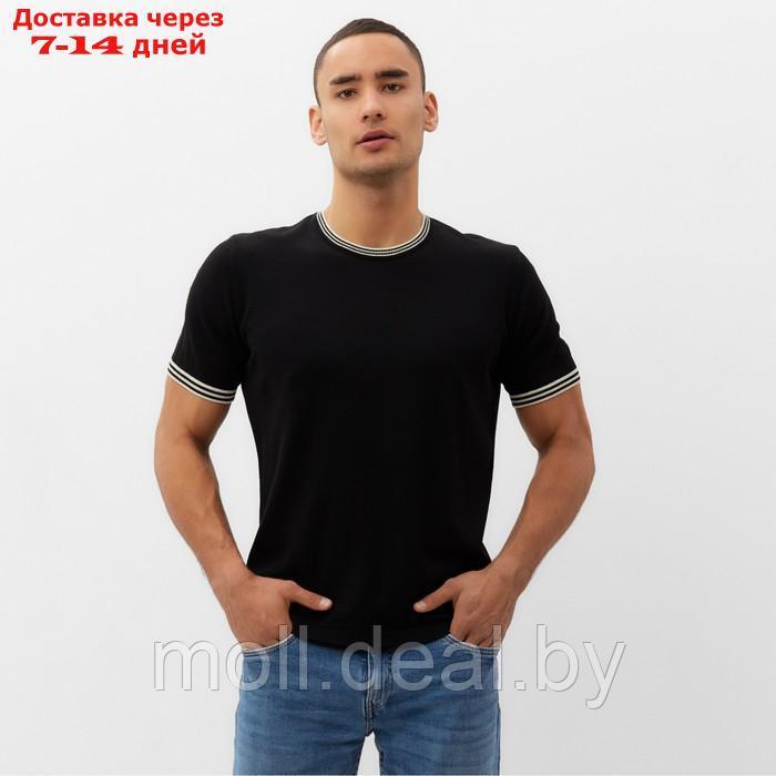 Джемпер мужской короткий рукав MINAKU: Knitwear collection цвет черный, р-р 50 - фото 1 - id-p220459906