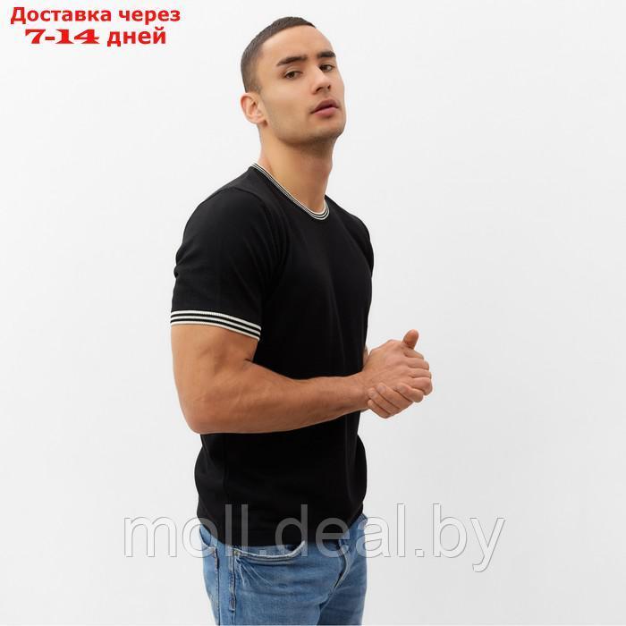 Джемпер мужской короткий рукав MINAKU: Knitwear collection цвет черный, р-р 50 - фото 4 - id-p220459906