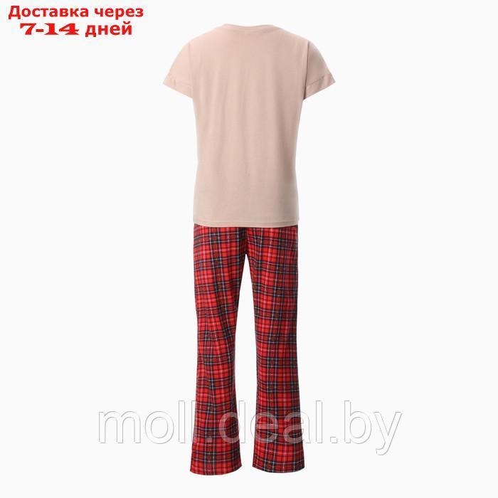 Комплект женский домашний (футболка, брюки), цвет бежевый/красный, размер 48 - фото 6 - id-p218425315