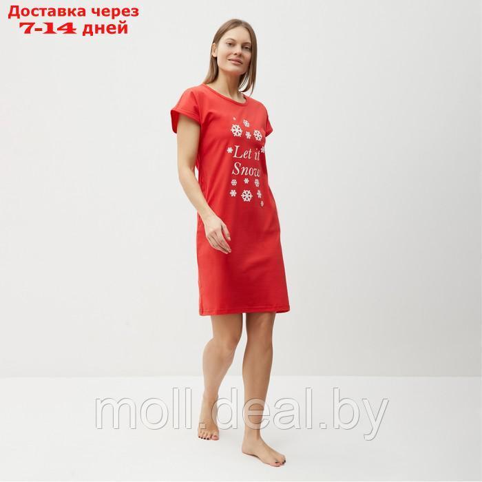 Туника (платье) домашнее женское, цвет красный, размер 50 - фото 2 - id-p218425316