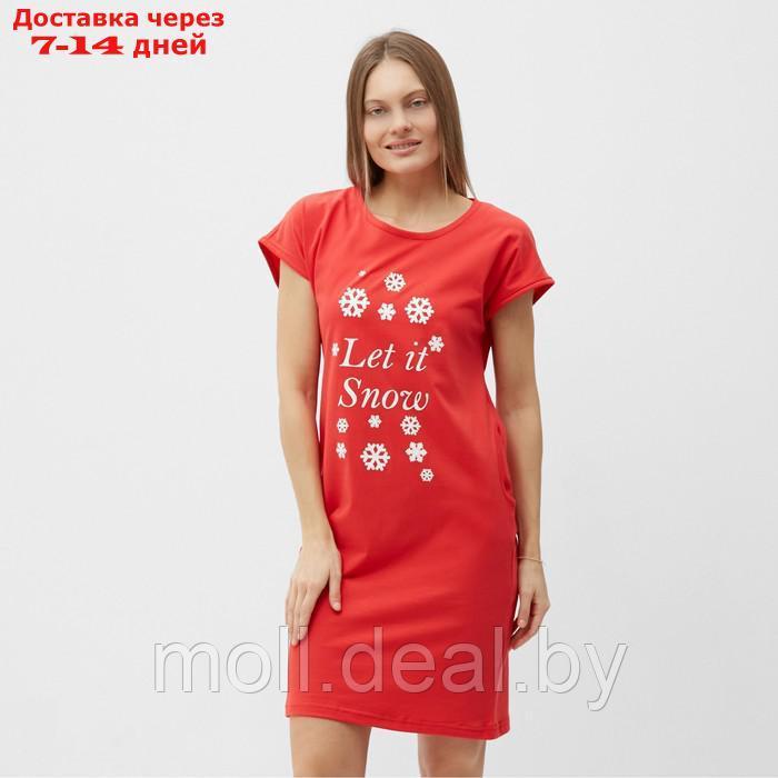 Туника (платье) домашнее женское, цвет красный, размер 48 - фото 1 - id-p218425324