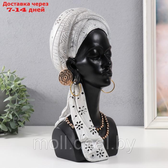Сувенир полистоун бюст "Африканка в белом платке на голове" 14х9х30 см - фото 2 - id-p220461927