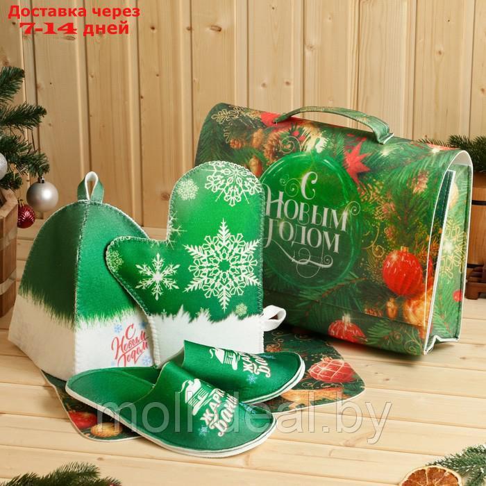 Банный набор в портфеле "С новым годом", зеленый - фото 1 - id-p218425380