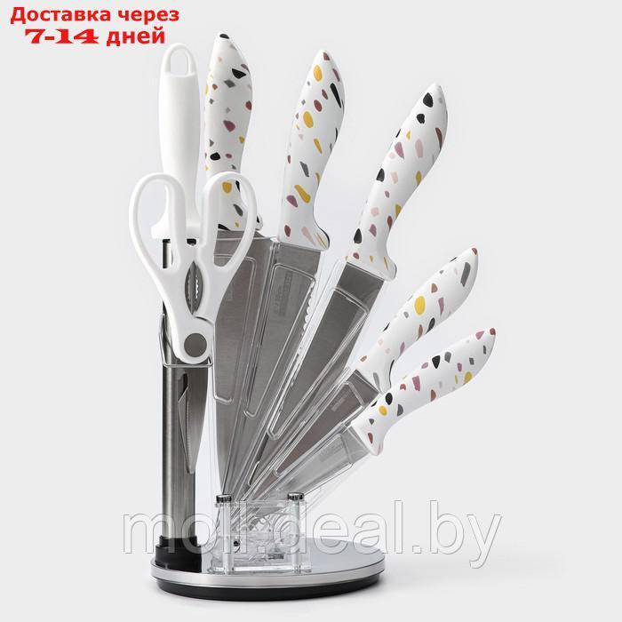Набор кухонных на подставке Доляна Sparkle, 7 предметов: 5 ножей, мусат и ножницы