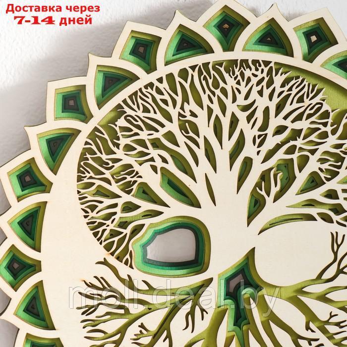 Панно интерьерное дерево "Мандала и Древо жизни" зелёный 30х5,5х30 см - фото 3 - id-p220457803