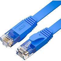 GCR Патч-корд PROF плоский прямой 5.0m, UTP медь кат.6, синий, 30 AWG, ethernet high speed 10 Гбит/с, RJ45,