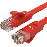 GCR Патч-корд PROF плоский прямой 1.5m, UTP медь кат.6, красный, 30 AWG, ethernet high speed 10 Гбит/с, RJ45,
