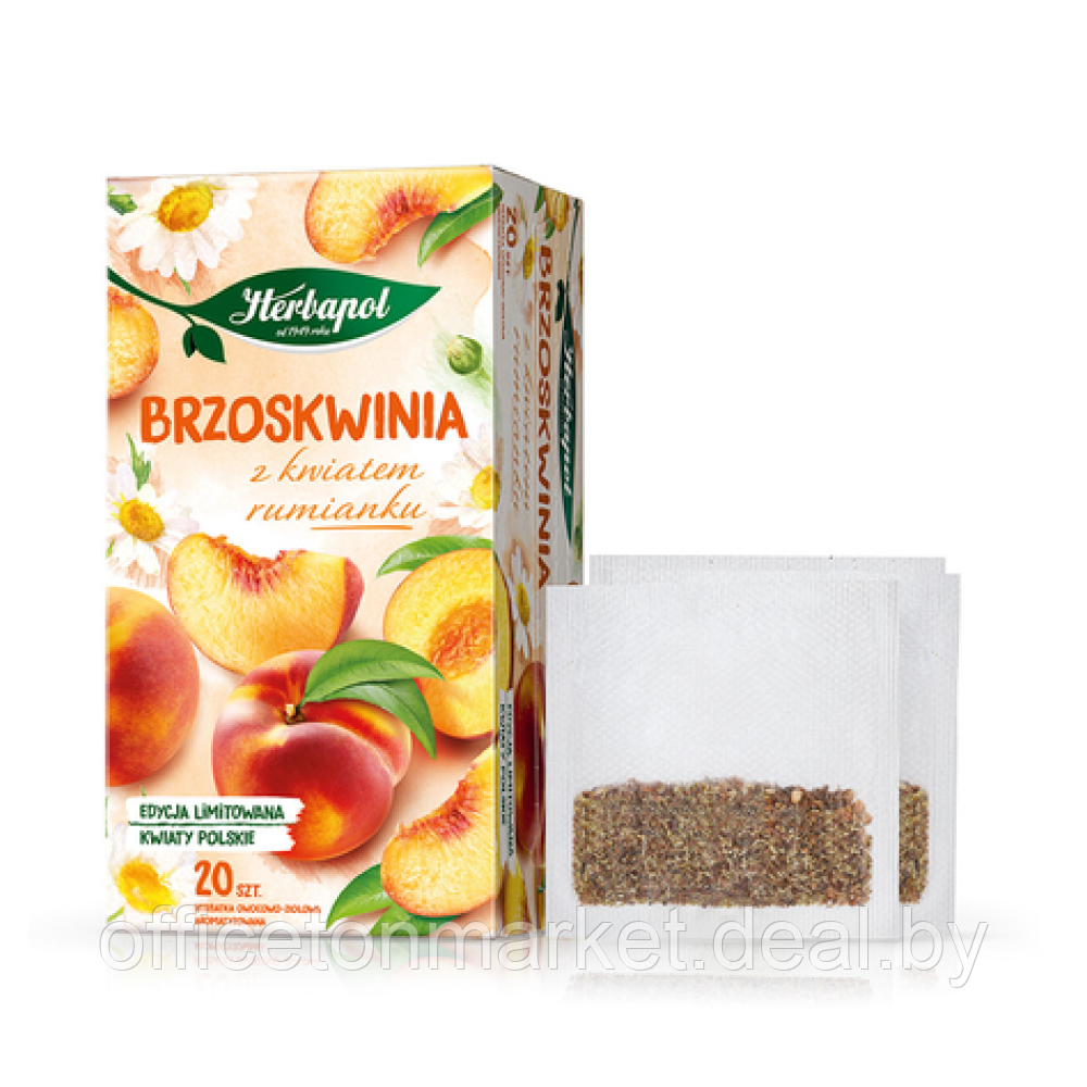 Чай "Herbapol", 20 пакетиков x2.3 г, фруктовый, со вкусом персика и ромашки - фото 1 - id-p220149384