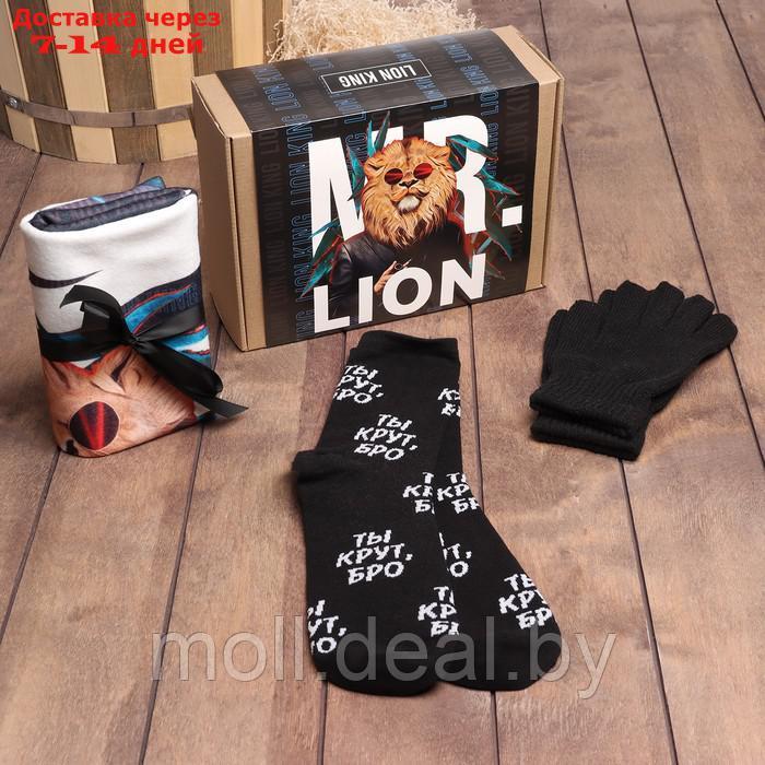 Набор подарочный "Mr.Lion" плед, носки, перчатки - фото 2 - id-p220461080