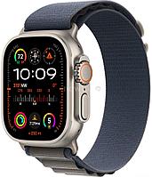 Умные часы Apple Watch Ultra 2 LTE 49 мм (титановый корпус, титановый/синий, текстильный ремешок размера M)