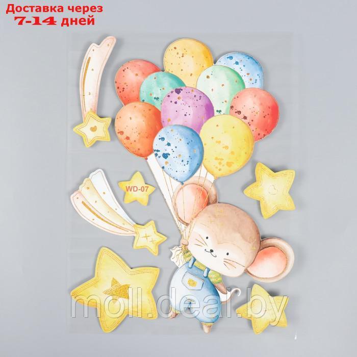 Наклейка EVA интерьерная "Мышка на воздушных шариках" 41х31,5 см - фото 1 - id-p220460189