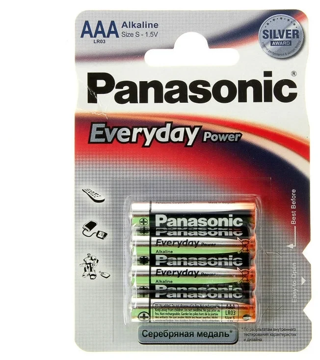 Батарейка Panasonic Everyday 03REE/4BR AAA в упаковке: 4 шт. - фото 1 - id-p220480579