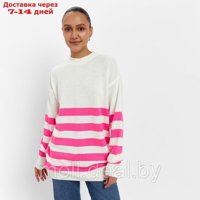 Джемпер женский MINAKU: Casual Collection цвет экрю/фуксия, размер 46 - фото 1 - id-p220459229