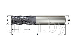 Фреза концевая с цилиндрическим хвостовиком, сталь Р6М5, ГОСТ 17025-71