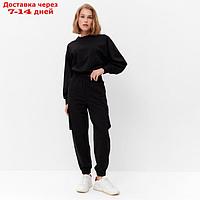 Костюм женский (брюки, свитшот) MINAKU: Casual Collection цвет чёрный, размер 48