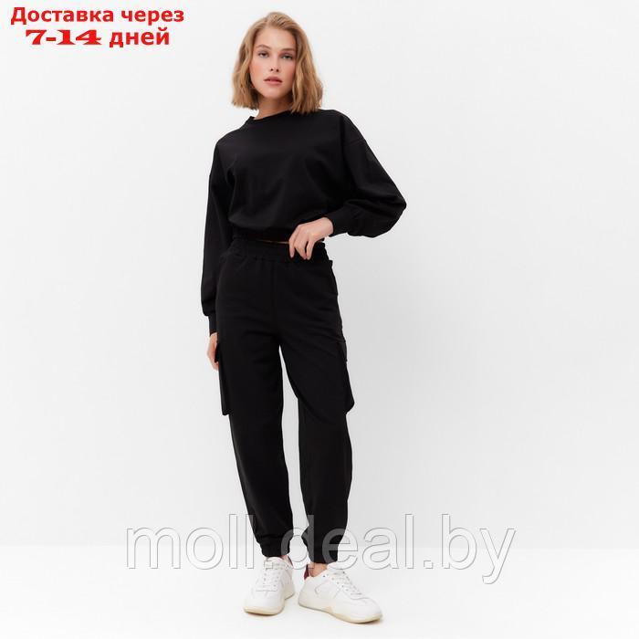 Костюм женский (брюки, свитшот) MINAKU: Casual Collection цвет чёрный, размер 48 - фото 1 - id-p220460264