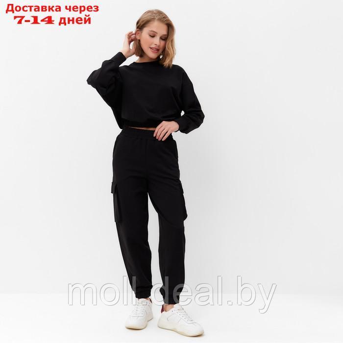 Костюм женский (брюки, свитшот) MINAKU: Casual Collection цвет чёрный, размер 48 - фото 8 - id-p220460264