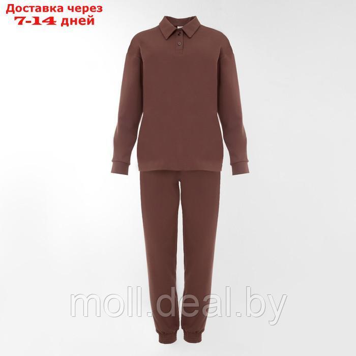 Костюм женский (джемпер, брюки) MINAKU: Casual Collection цвет шоколадный, размер 48 - фото 8 - id-p220460265