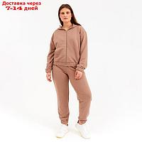 Костюм женский (толстовка, брюки) MINAKU: Casual collection цвет бежевый, размер 48