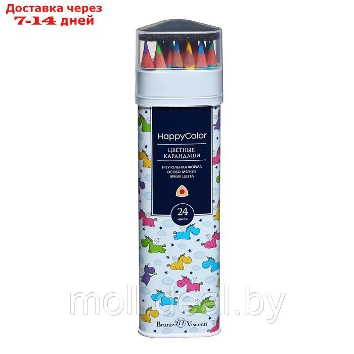 Карандаши 24 цвета Happycolor в металлической тубе, микс - фото 9 - id-p220461214