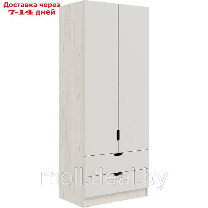 Шкаф 2х створчатый с ящиками Юниор-4, 800х510х2000, Шарли белый/Дуб крафт белый