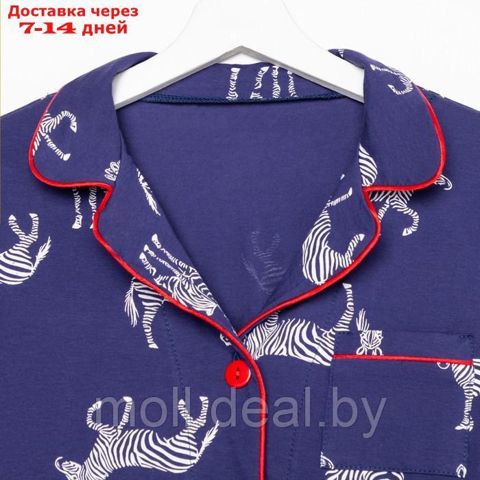 Пижама женская (рубашка и брюки) KAFTAN Zebra размер 48-50, цвет синий - фото 8 - id-p220461334