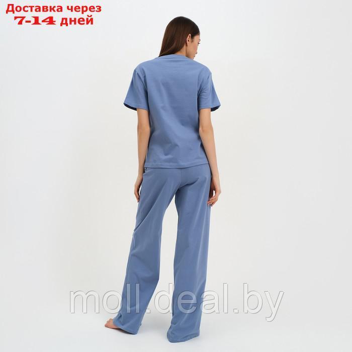 Пижама женская (футболка и брюки) KAFTAN "Basic" размер 48-50, цвет синий - фото 4 - id-p220461335