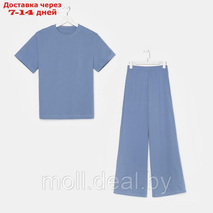Пижама женская (футболка и брюки) KAFTAN "Basic" размер 48-50, цвет синий - фото 7 - id-p220461335