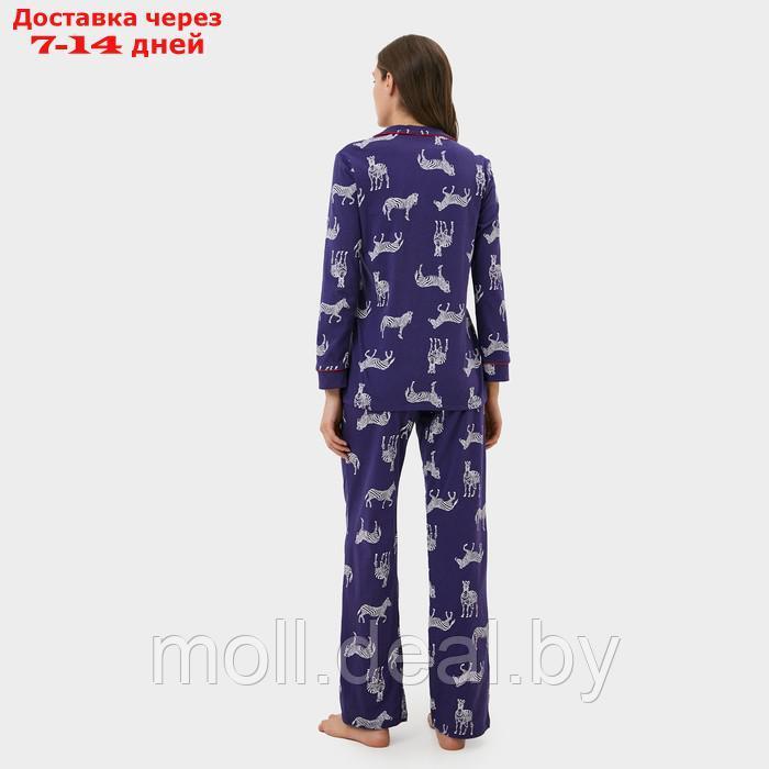 Пижама женская (рубашка и брюки) KAFTAN Zebra размер 52-54, цвет синий - фото 3 - id-p220461336