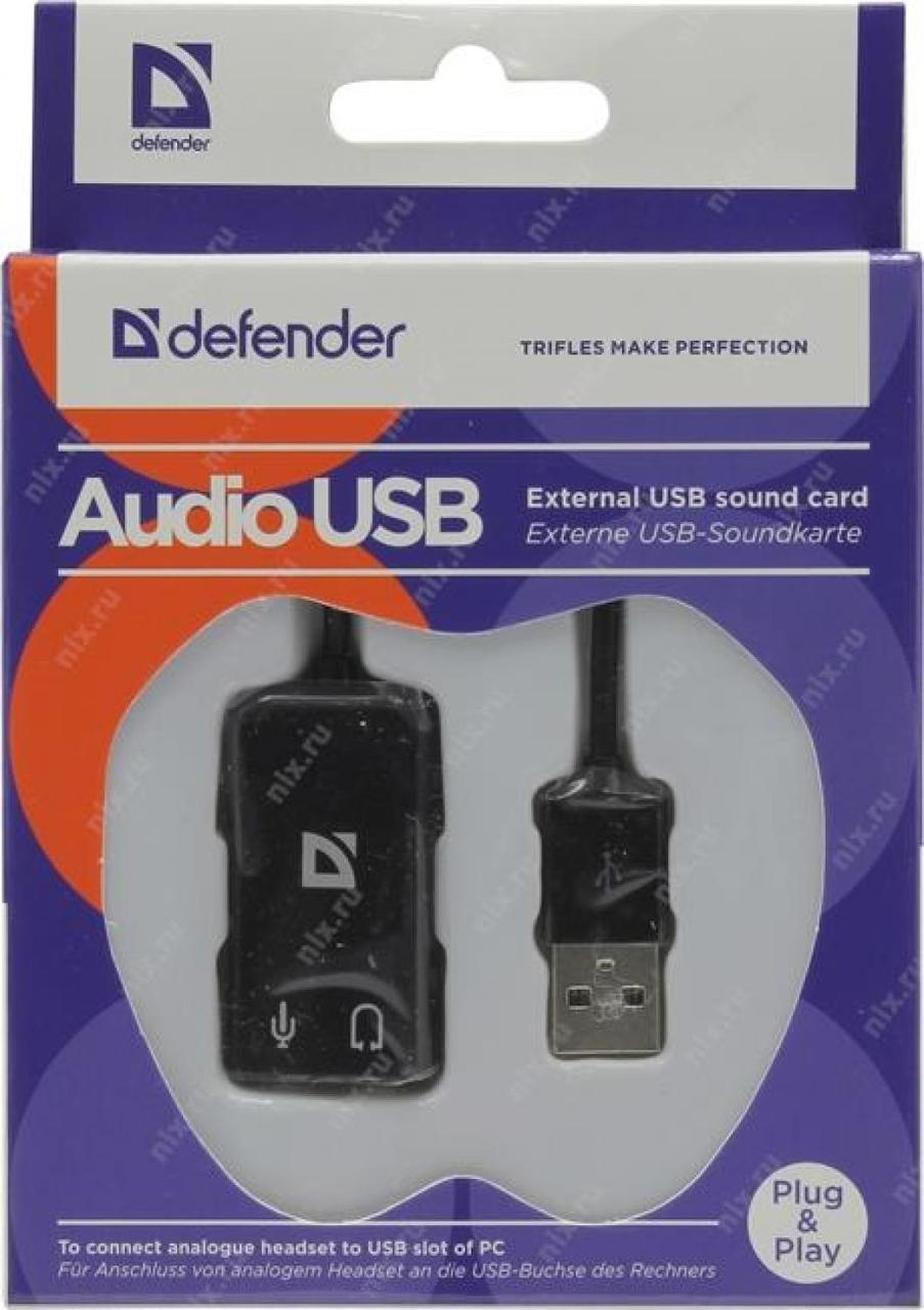 Defender Внешняя USB звуковая карта Audio USB USB - 2х3,5 мм jack, 0.1 м 63002 - фото 1 - id-p220479830