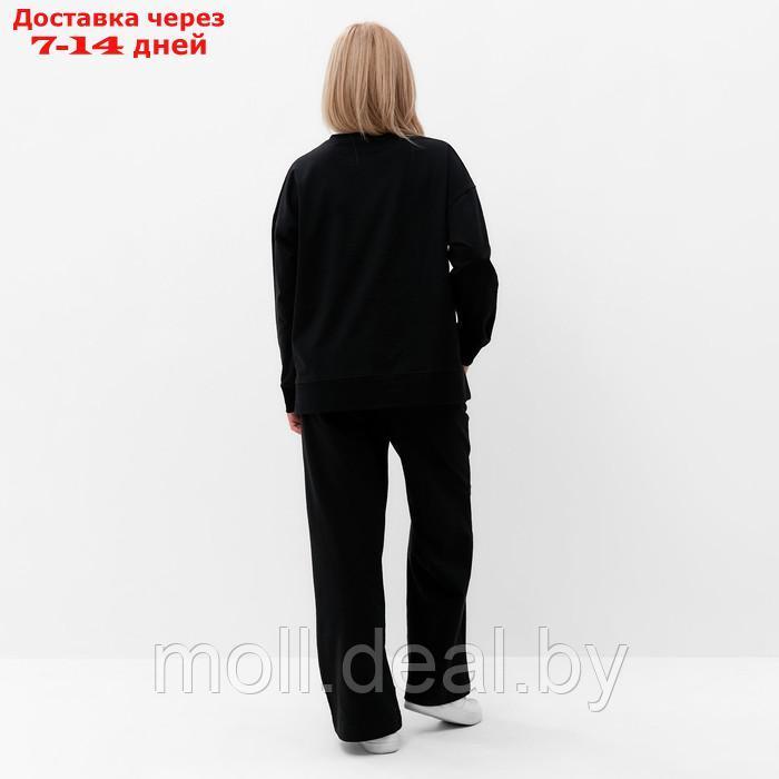 Костюм женский (свитшот/брюки), цвет чёрный, размер 46 - фото 5 - id-p220460401