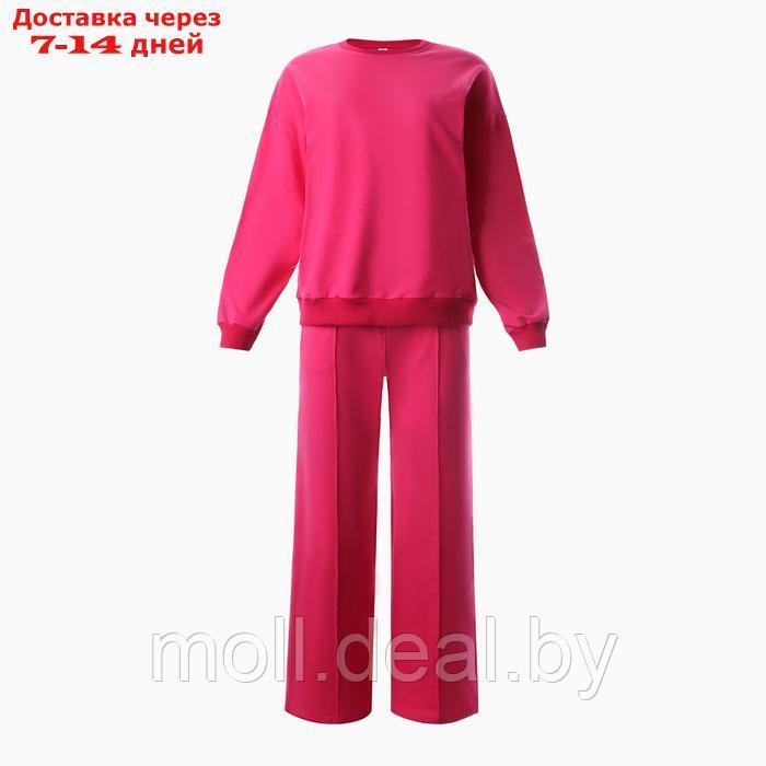 Комплект женский (свитшот/брюки), цвет фуксия, размер 48 - фото 4 - id-p220460405