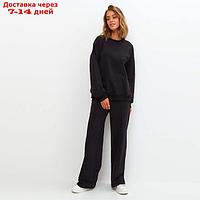 Костюм женский (толстовка/брюки), цвет чёрный, размер 54