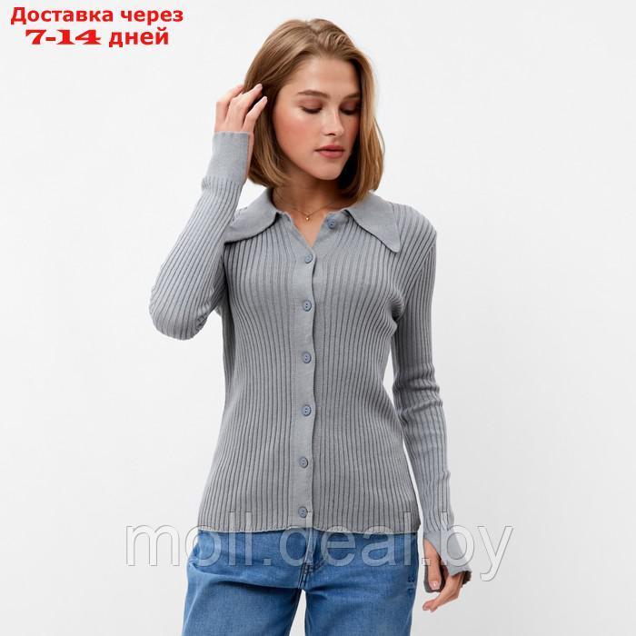 Джемпер женский MINAKU: Knitwear collection цвет серый, размер 46-48 - фото 5 - id-p220459491