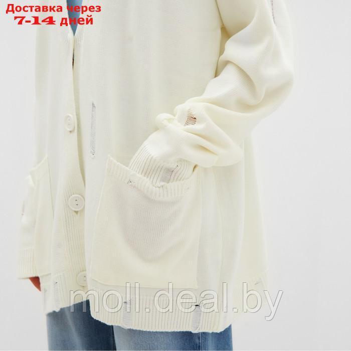 Кардиган женский MIST с карманами, молочный, onesize (44-48) - фото 4 - id-p220459539