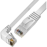 GCR Патч-корд PROF плоский 5.0m, UTP медь кат.6, белый, верхний угол, ethernet high speed 10 Гбит/с, RJ45,