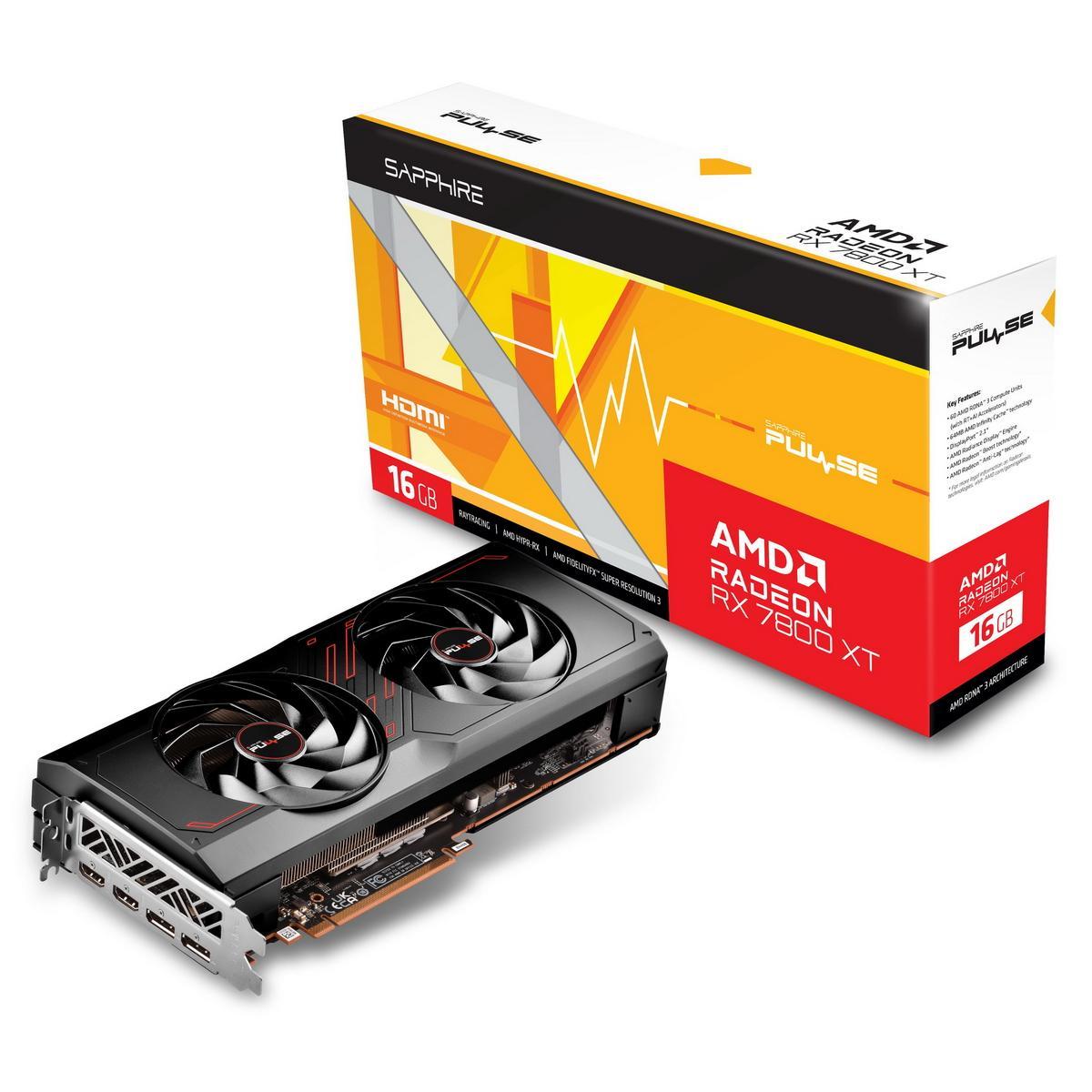 Видеокарта Sapphire PCI-E 4.0 11330-02-20G PULSE RX 7800 XT GAMING AMD Radeon RX 7800XT 16384Mb 256 GDDR6 - фото 1 - id-p220481569