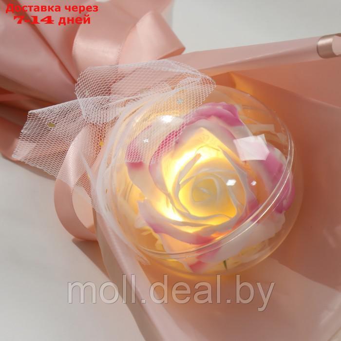 Букет из мыльных лепестков "Роза в шарике" 8,5х8,5х36 см - фото 5 - id-p218426515