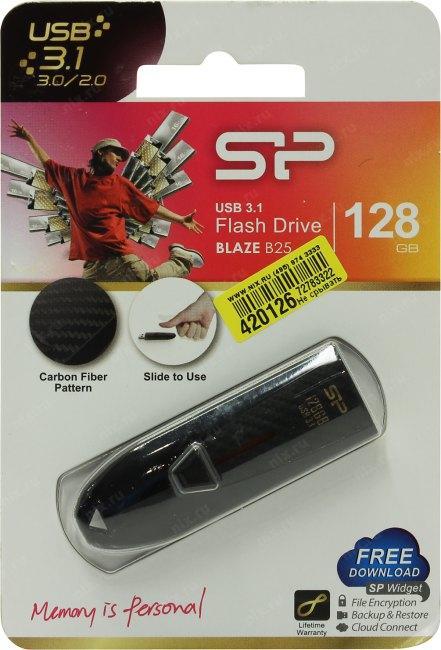 Накопитель Silicon Power Blaze B25 SP128GBUF3B25V1K USB3.1 Flash Drive 128Gb (RTL) - фото 1 - id-p220480326