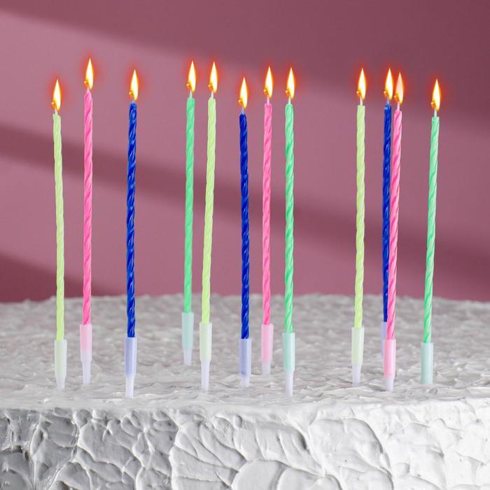 Свечи для торта коктейльные с подставками 12см 10шт - фото 1 - id-p213100728