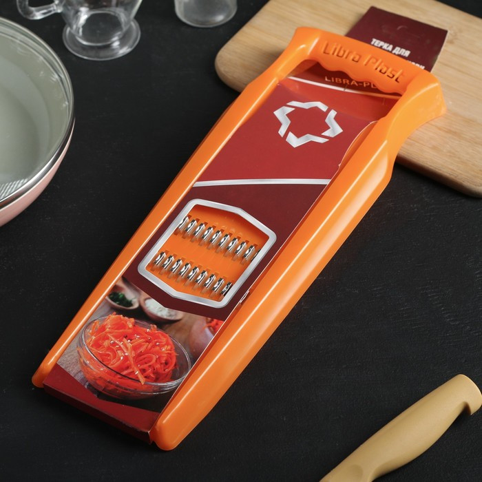 Терка для корейской моркови с широкой ручкой оранжевая - фото 4 - id-p196131907