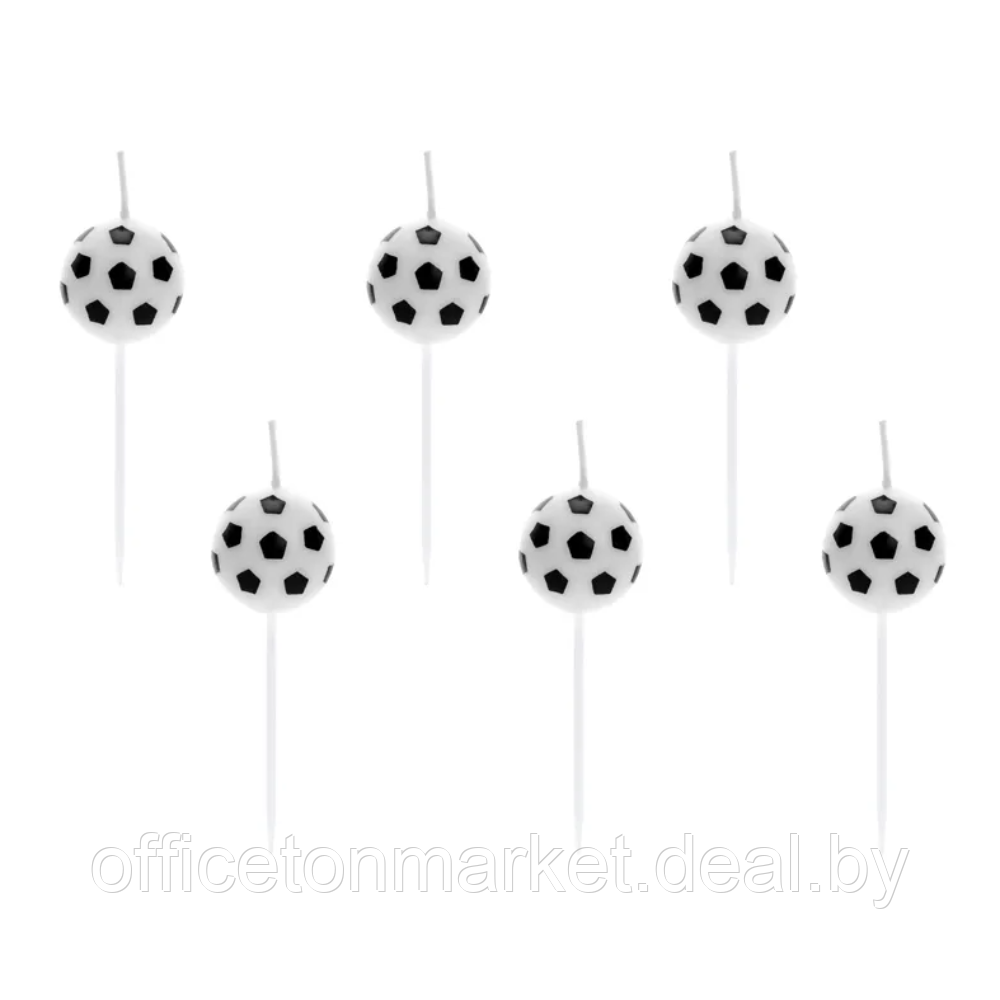 Набор свечей для торта "Футбольные мячи", 6 шт, черный, белый - фото 1 - id-p220447983