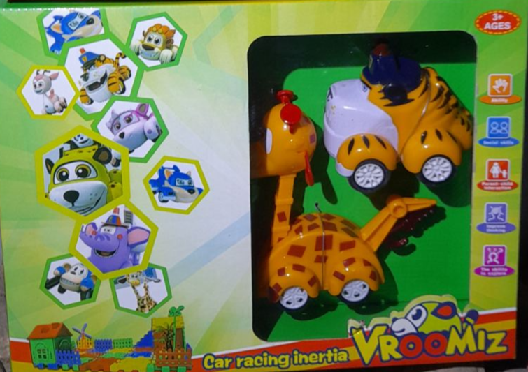 Набор инерционных игрушек из серии VROOMIZ врумиз с конструктором 1301 тигр и жираф - фото 1 - id-p220488694