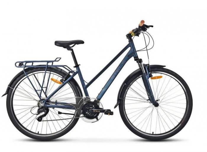 Женский городской велосипед с багажником низкой рамой 17" STELS Navigator 800 Lady колеса 28 дюймов синий - фото 1 - id-p220531755