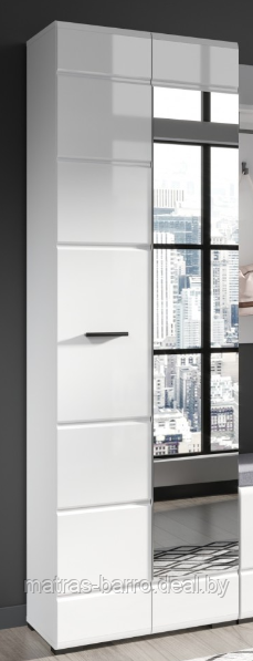 Шкаф двухдверный Йорк 2д с зеркалом белый/белый глянец - фото 2 - id-p154273713