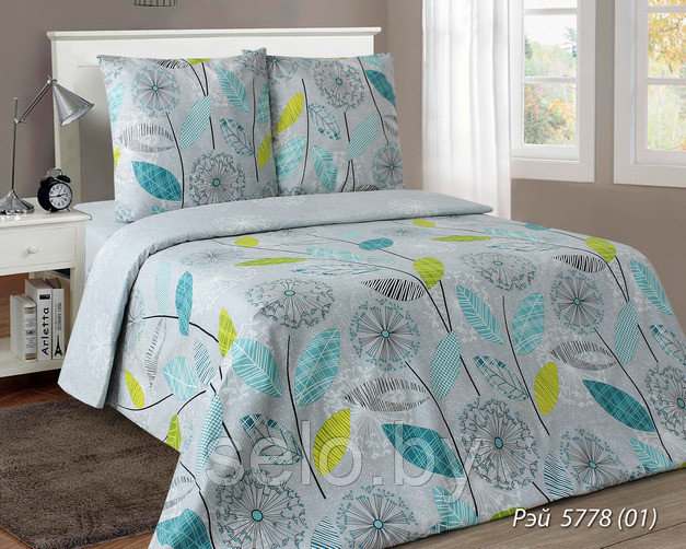 Ткань для постельного белья Бязь Рэй голубой 220 см БПХО (отрезаем от 1 метра) - фото 1 - id-p220539976