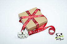 Сатиновая лента 2 см новог.рис. Олень 5м, красная