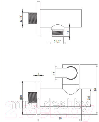 Подключение для душевого шланга Deante Cascada NAC 057K - фото 3 - id-p220551160